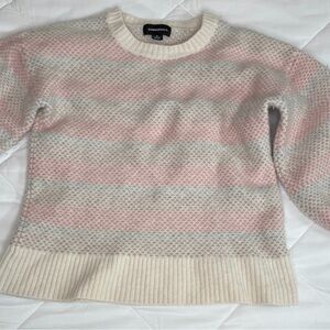 Sonoma Women's Soft Pink and Cream Striped Sweater